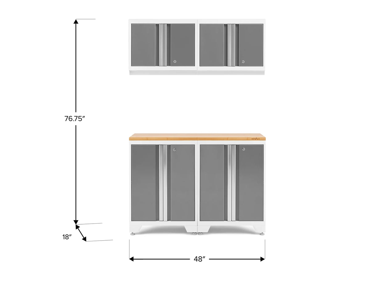 Bold Series 5 Piece Cabinet Set with Wall, Base Cabinet, and Worktop