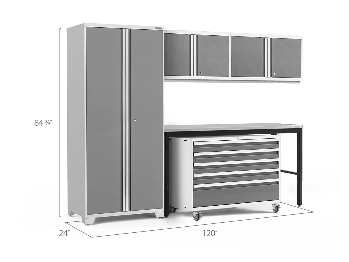 Pro Series 5 Piece Cabinet Set with Wall, Tool Cabinet, Locker and 84 In. Workbench
