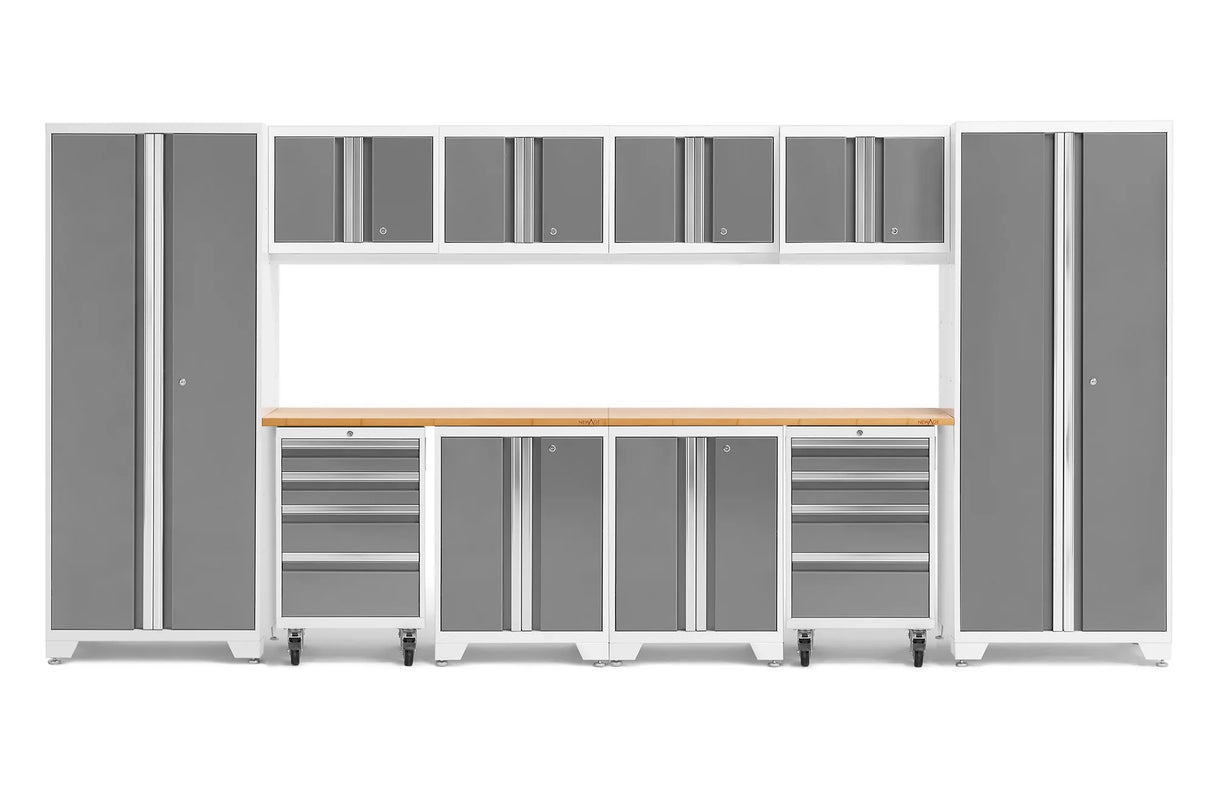 Bold Series 12 Piece Cabinet Set with Tool, Base, Wall Cabinets and 2 Lockers
