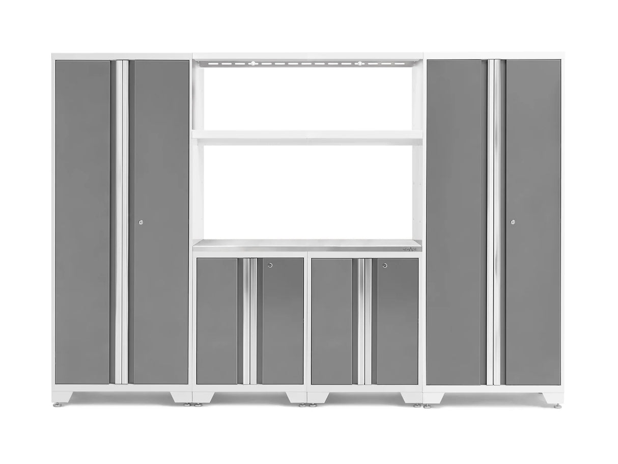 Bold Series 6 Piece Cabinet Set with Multi-Use Locker, Base Cabinet, Display Shelf, and Worktop