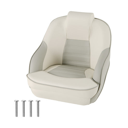 Captain Bucket Seat with Waterproof PVC Leather for Boat Sightseeing-White