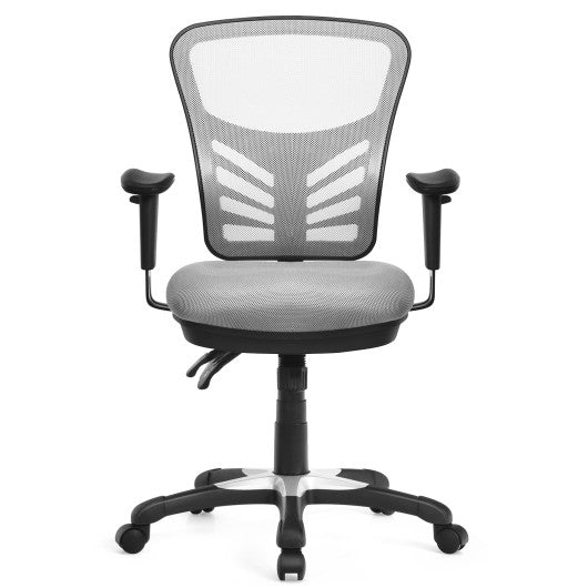 Ergonomic Mesh Office Chair with Adjustable Back Height and Armrests-Gray