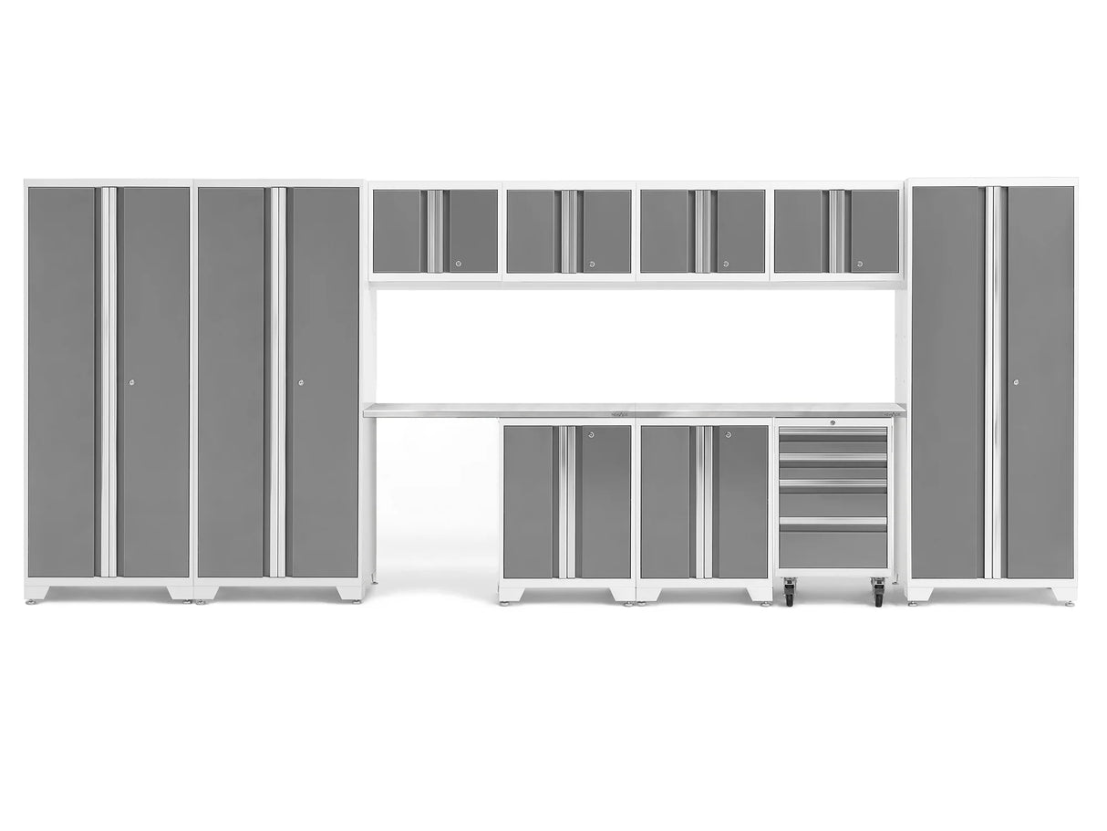 Bold Series 12 Piece Cabinet Set with Tool, Base, Wall Cabinets and 3 Lockers