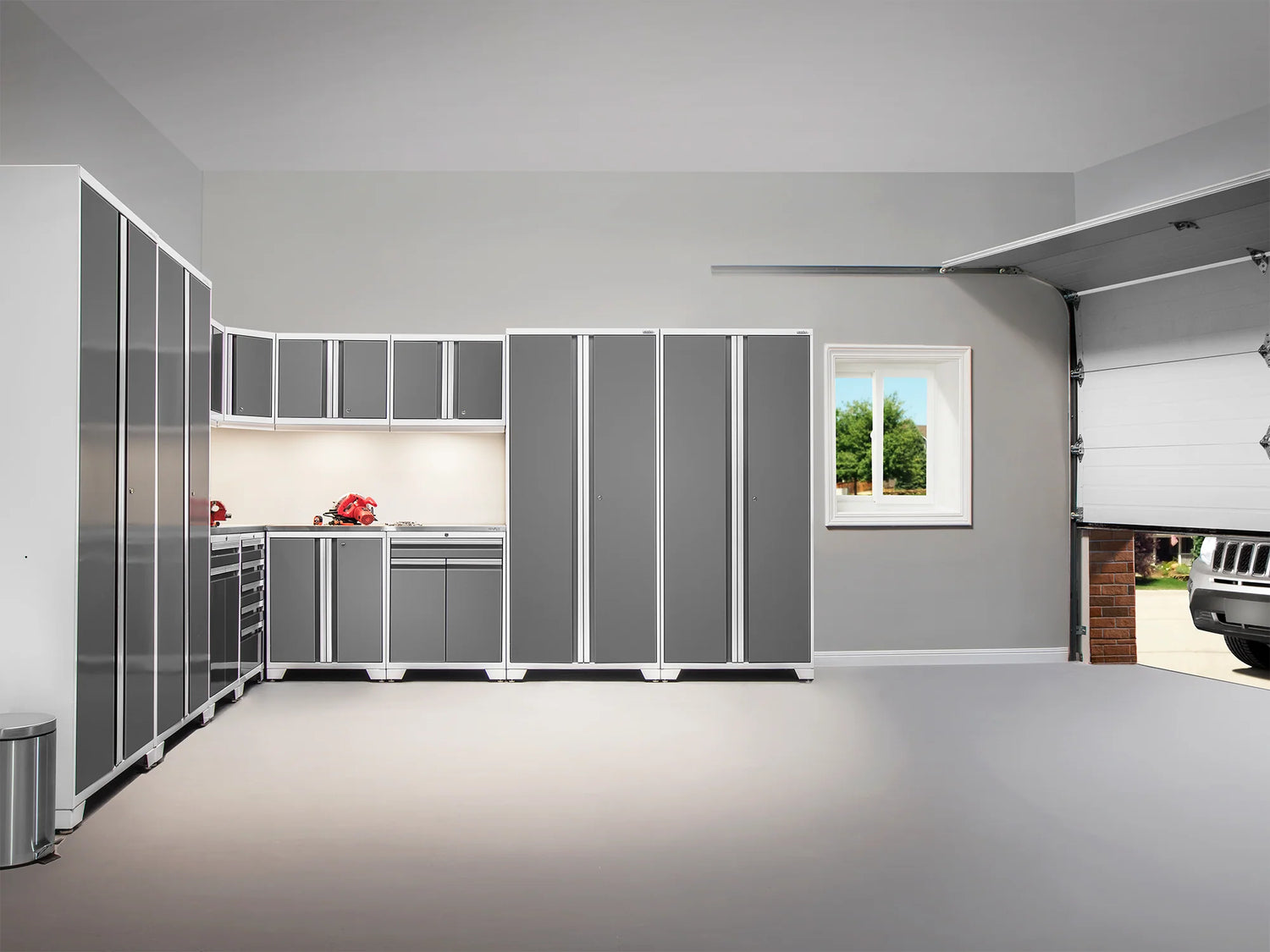 Pro Series 6 Piece Cabinet Set with Wall, Base Cabinets and Lockers