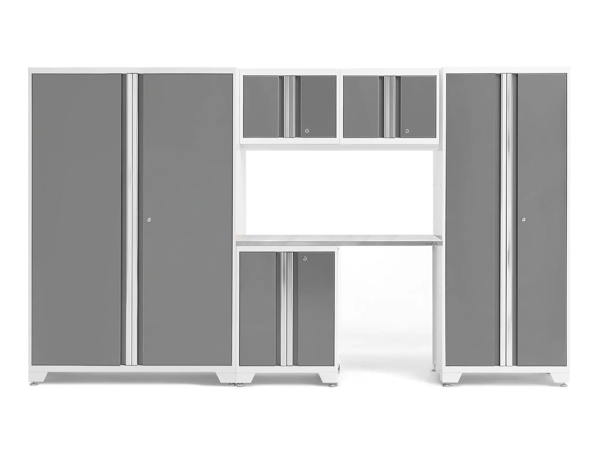 Bold Series 6 Piece Cabinet Set with Base, Wall Cabinets, 30 In. Locker and 48 In. RTA Locker