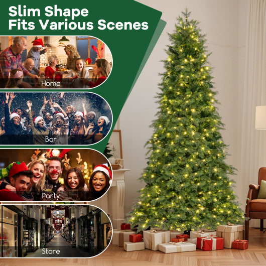 6/7.5 Feet Pre-Lit Artificial Christmas Tree with 11 Modes and Metal Stand-7.5ft