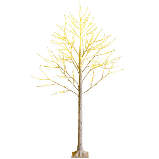 Pre-lit White Twig Birch Tree for Christmas Holiday with LED Lights-6 ft
