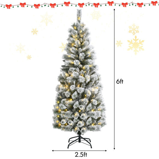 Pre-Lit Hinged Christmas Tree with Remote Control Lights-6'