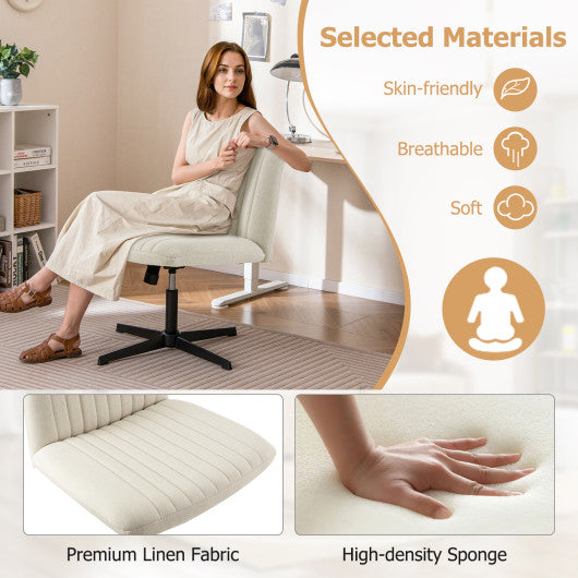 Criss Cross Legged Chair No Wheels 120° Rocking Adjustable Height-Beige