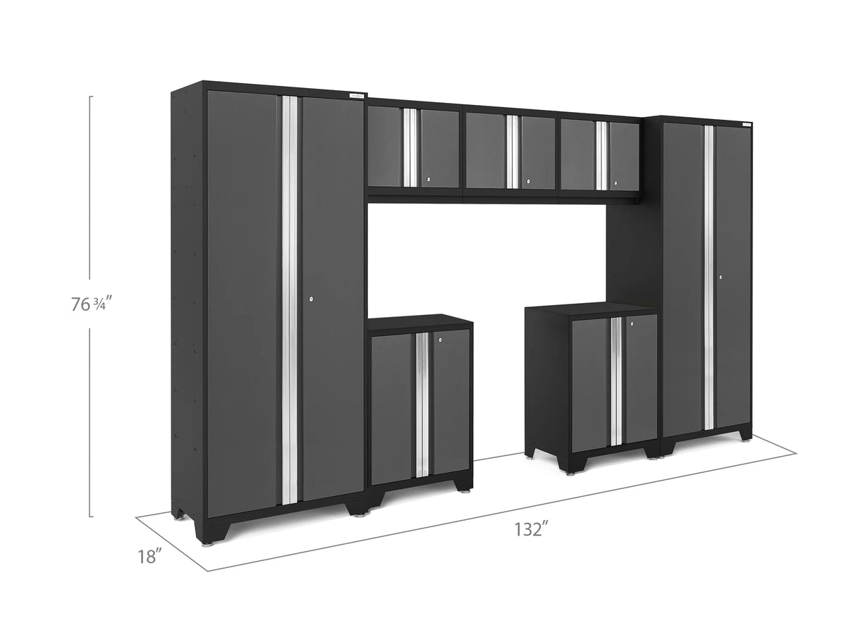 Bold Series 7 Piece Cabinet Set with Base, Wall Cabinets and 30 In. Lockers