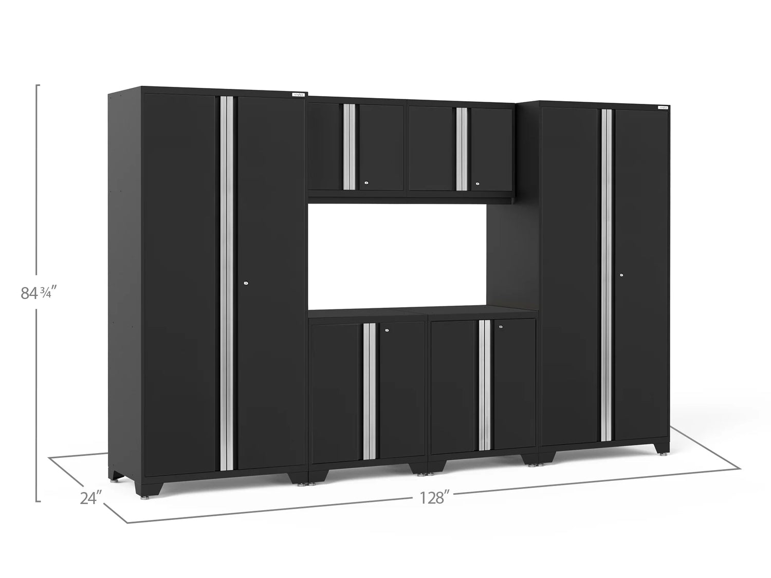 Pro Series 6 Piece Cabinet Set with Wall, Base Cabinets and Lockers