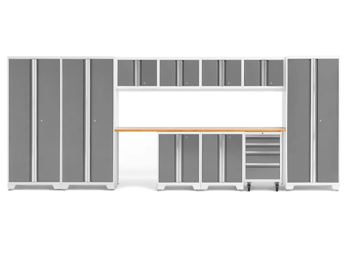 Bold Series 12 Piece Cabinet Set with Tool, Base, Wall Cabinets and 3 Lockers