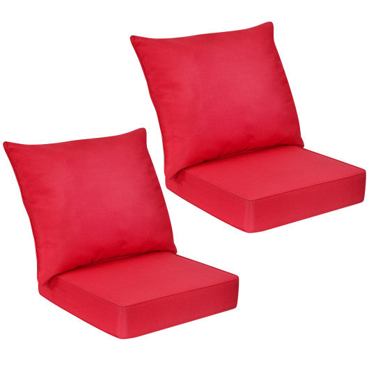 Deep Seat Chair Cushion Pads Set with Rope Belts for Indoor and Outdoor-Red