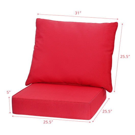 Deep Seat Chair Cushion Pads Set with Rope Belts for Indoor and Outdoor-Red