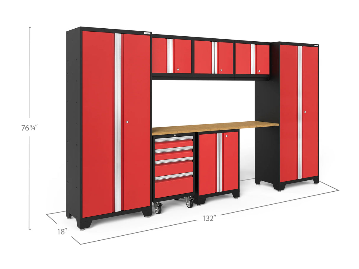 Bold Series 8 Piece Cabinet Set with Tool, Base, Wall Cabinets and 30 In. Lockers