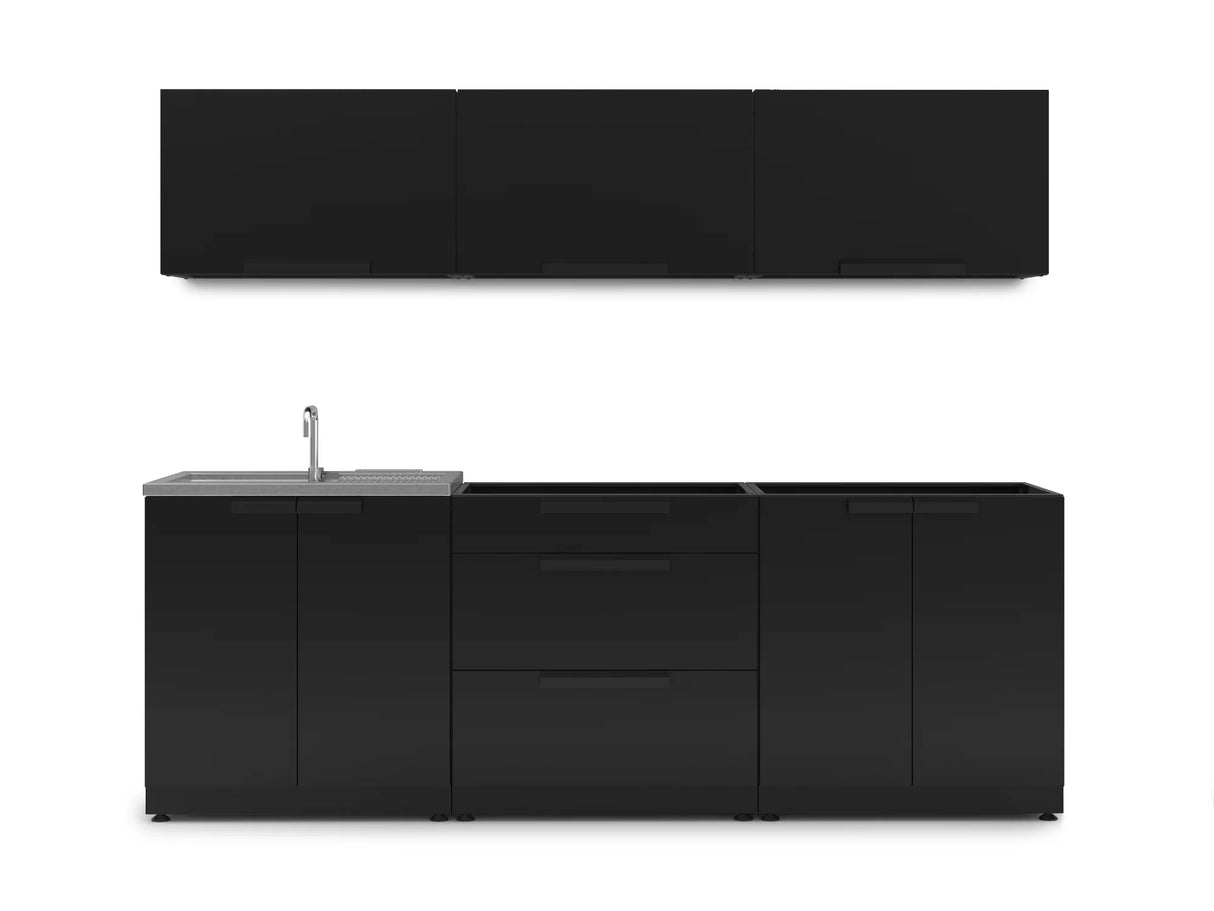 Outdoor Kitchen Stainless Steel 6 Piece Cabinet Set with Sink, 3-Drawer, 2-Door and Wall Cabinets