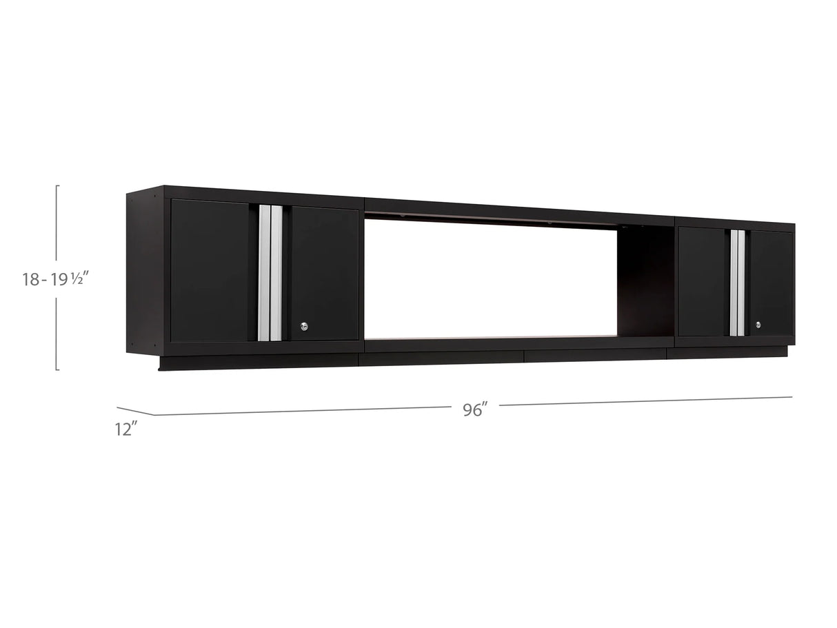 Bold Series 3 Piece Cabinet Set with Wall Cabinets and 48. in Display Shelf