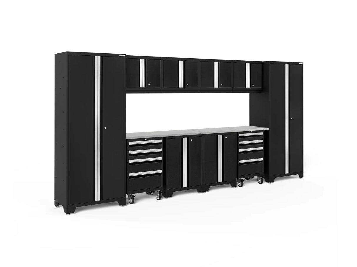 Bold Series 12 Piece Cabinet Set with Tool, Base, Wall Cabinets and 2 Lockers