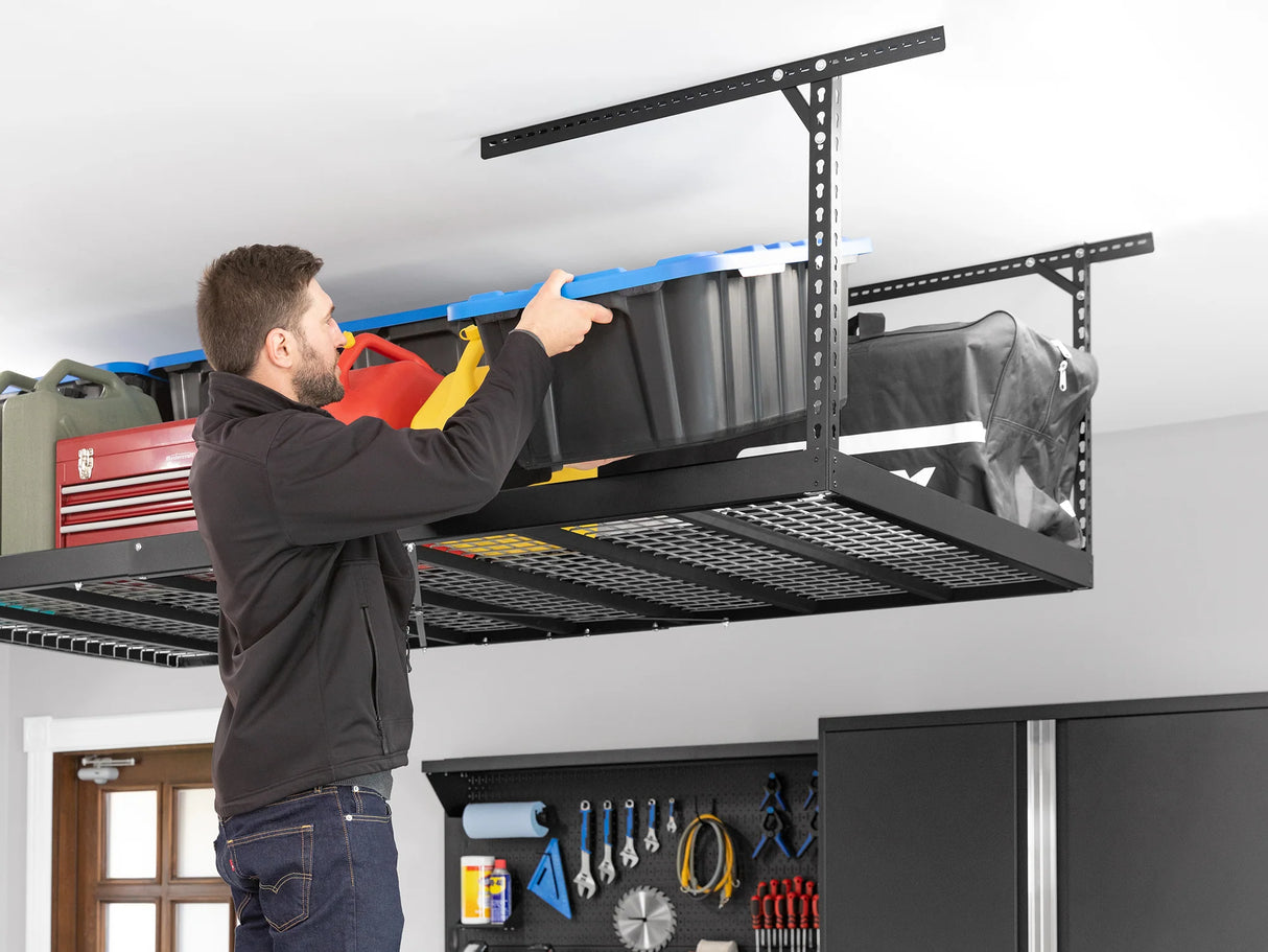 Versarac Pro 4 Ft. X 8 Ft. Height-Adjustable Overhead Rack in Black