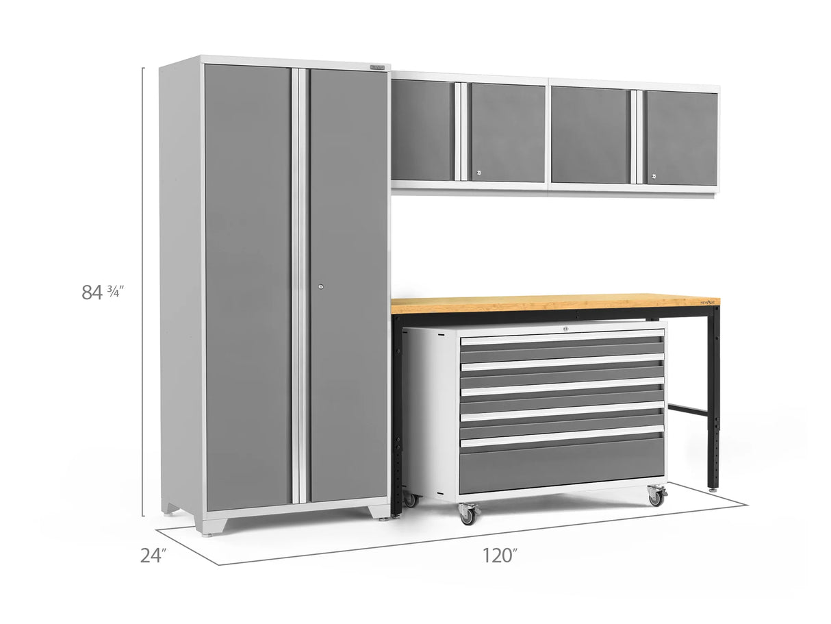Pro Series 5 Piece Cabinet Set with Wall, Tool Cabinet, Locker and 84 In. Workbench