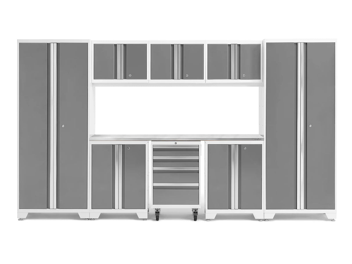 Bold Series 9 Piece Cabinet Set with 2 Base, Tool, Wall Cabinets and 30 In. Lockers