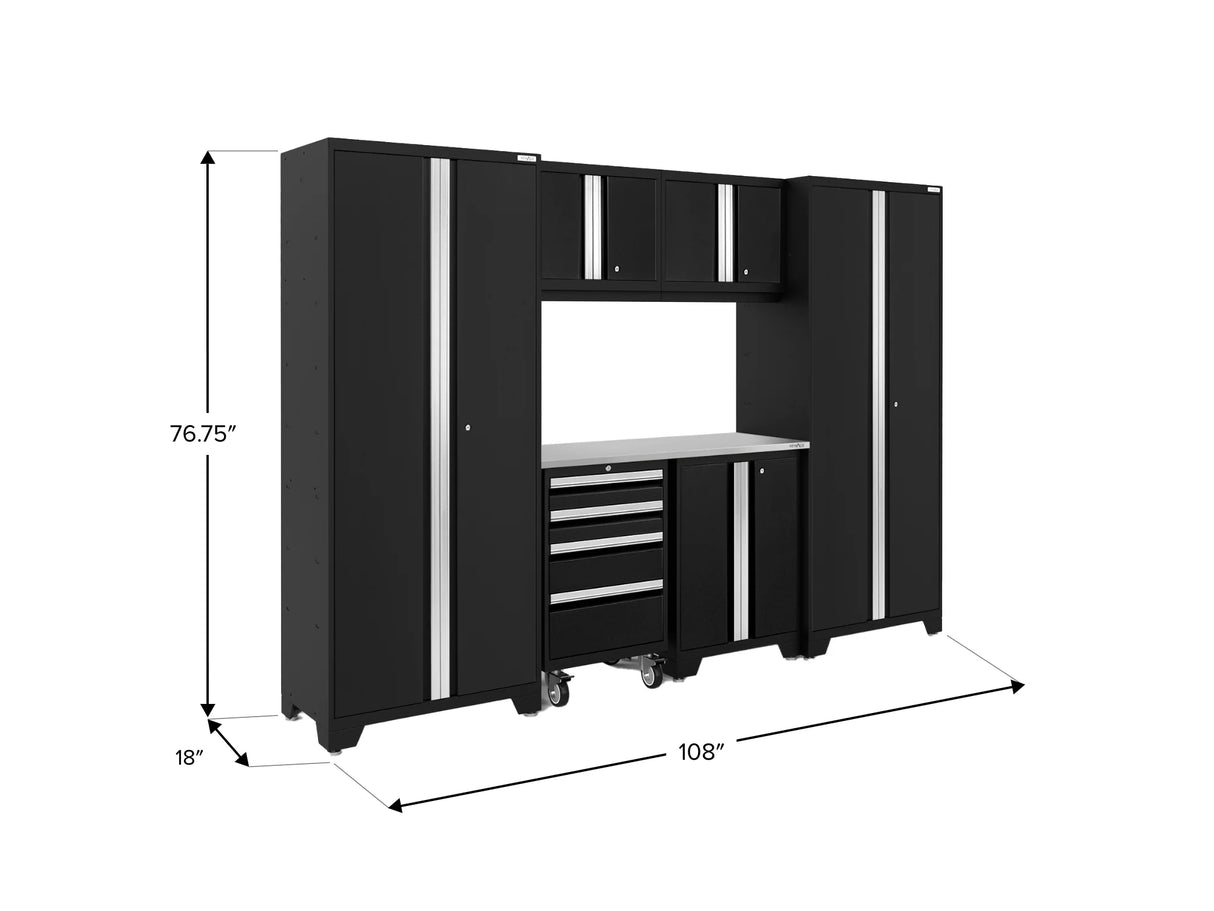 Bold Series 7 Piece Cabinet Set with Tool, Base, Wall Cabinets and 30 In. Lockers