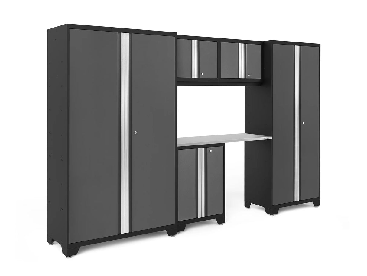 Bold Series 6 Piece Cabinet Set with Base, Wall Cabinets, 30 In. Locker and 48 In. RTA Locker
