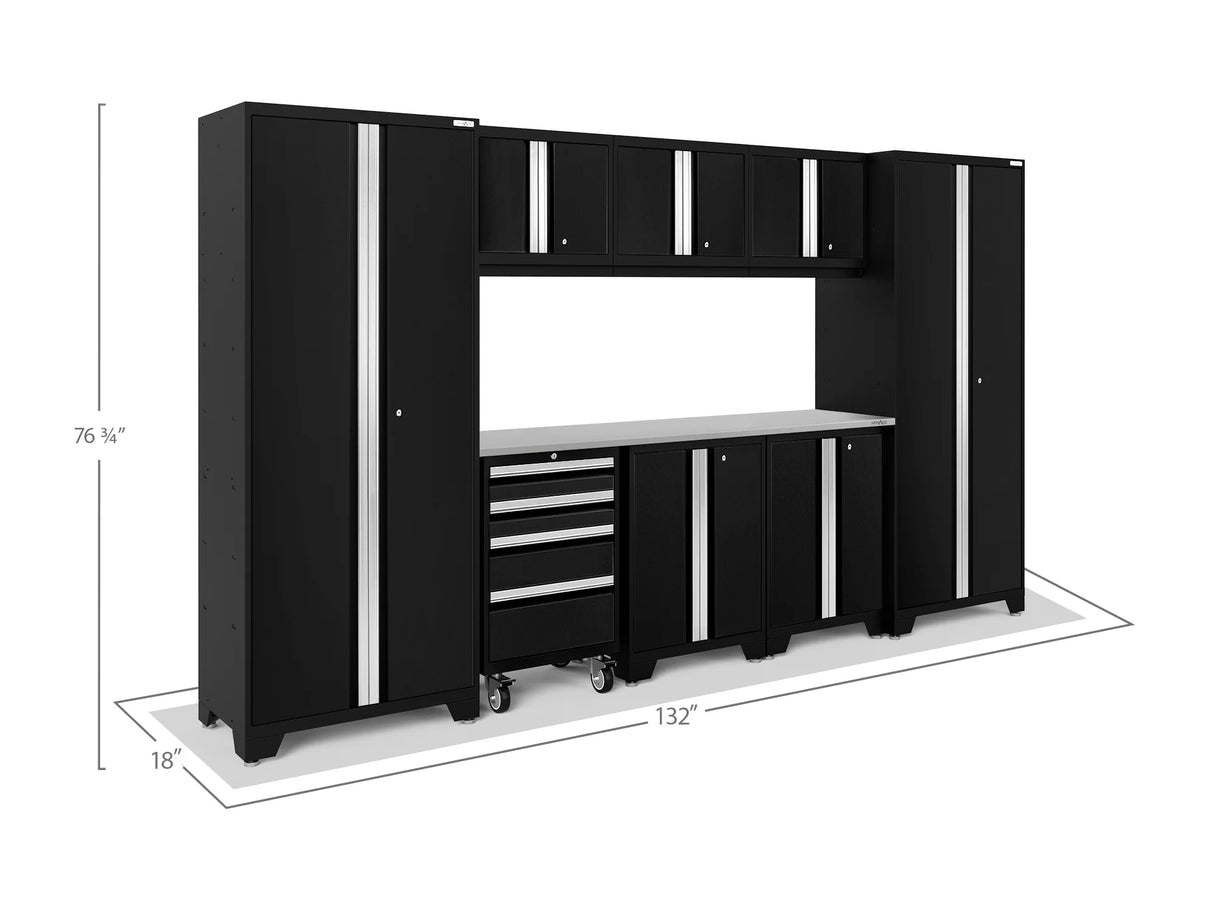 Bold Series 9 Piece Cabinet Set with 2 Base, Tool, Wall Cabinets and 30 In. Lockers
