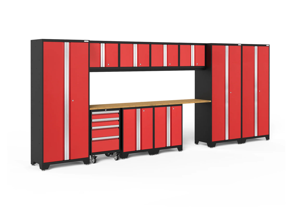 Bold Series 12 Piece Cabinet Set with Tool, Base, Wall Cabinets and 3 Lockers