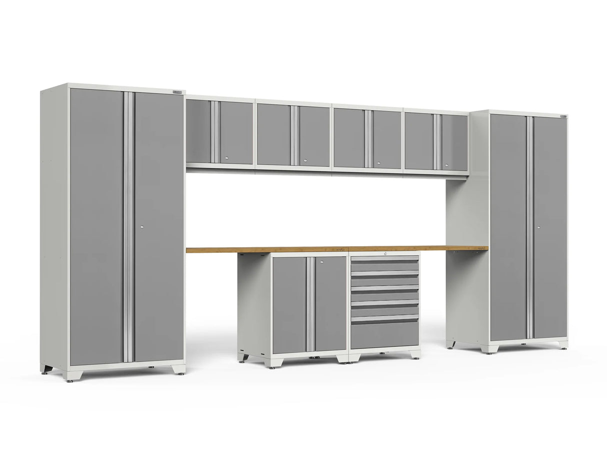 Pro Series 10 Piece Cabinet Set with Locker, Base, Tool Drawer Cabinet and 56 In. Worktop