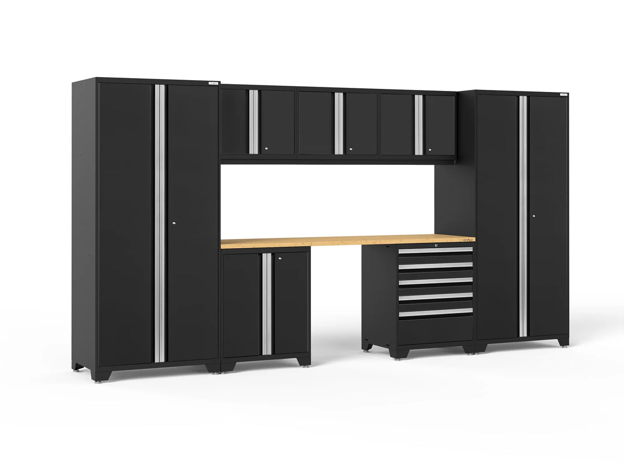 Pro Series 8 Piece Cabinet Set with Wall, Base, Tool Drawer Cabinet, Lockers and 84 In. Worktop