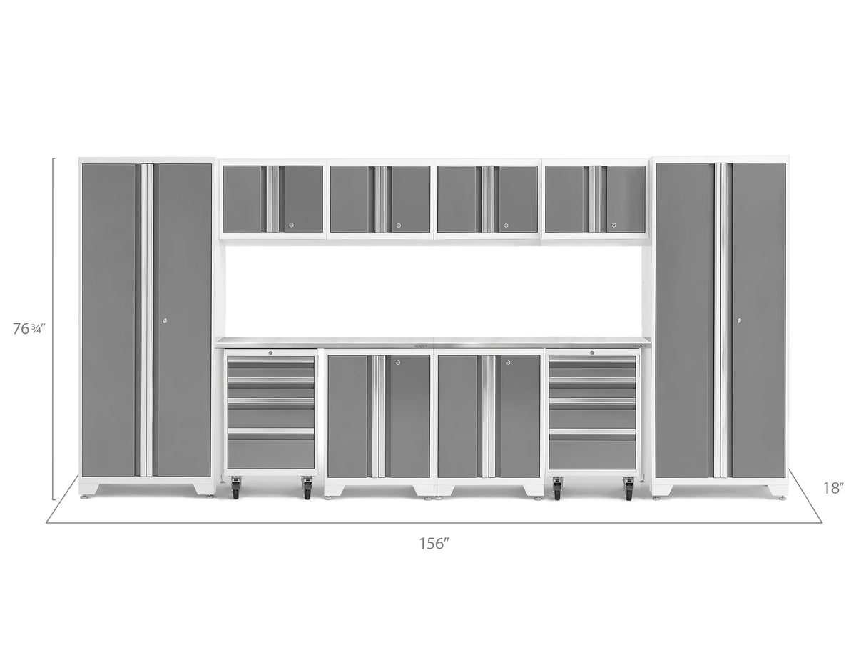 Bold Series 12 Piece Cabinet Set with Tool, Base, Wall Cabinets and 2 Lockers