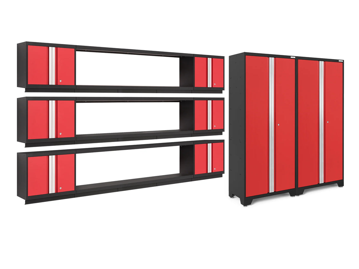 Bold Series 11 Piece Cabinet Set with Display Shelves, Wall Cabinets and 30 In. Lockers