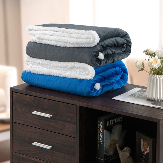 Electric Heated Blanket Throw Reversible Flannel and Sherpa Blanket-Gray