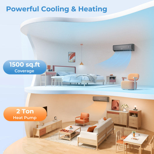 Energy Star Certified 24000 BTU 21 SEER2 208-230V Mini Split Air Conditioner and Heater Gray Wifi Enabled