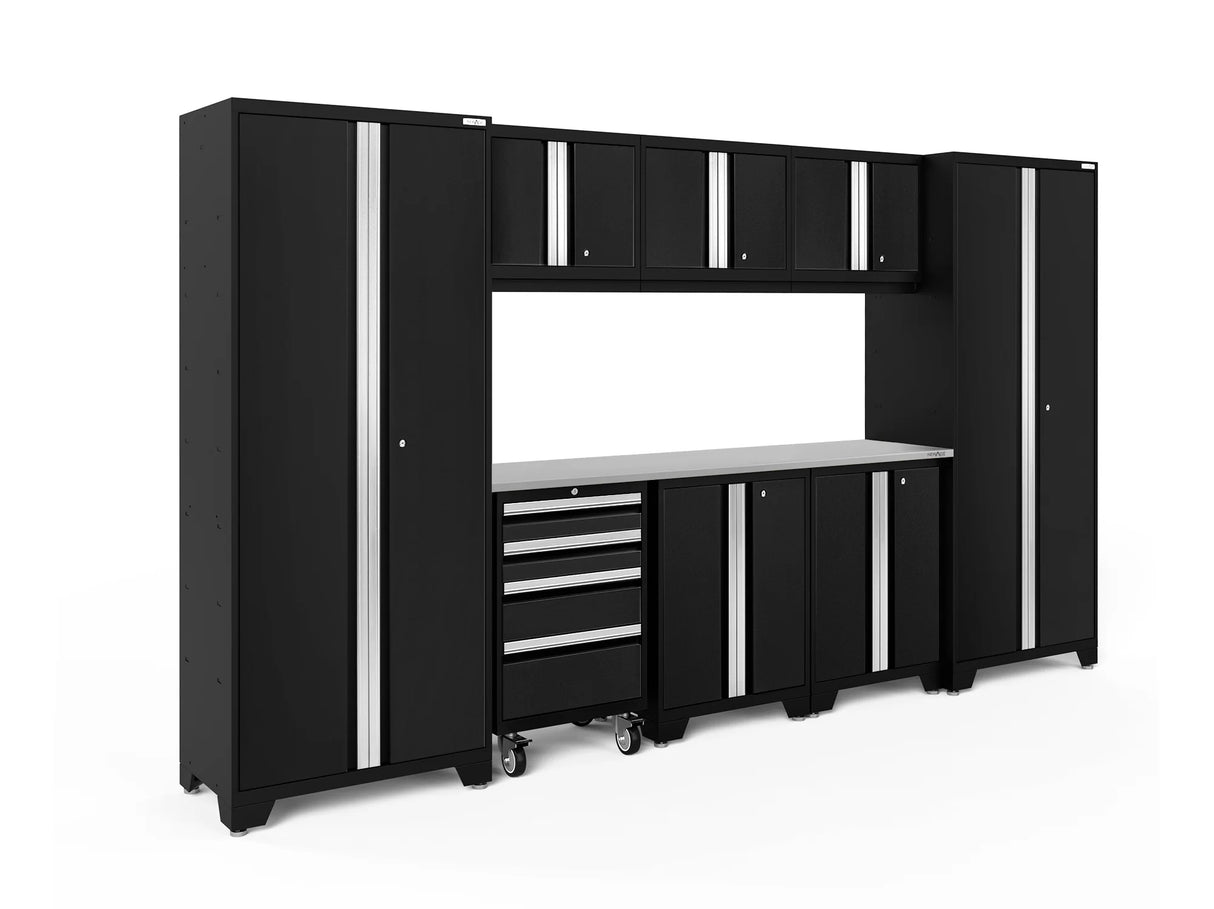 Bold Series 9 Piece Cabinet Set with 2 Base, Tool, Wall Cabinets and 30 In. Lockers