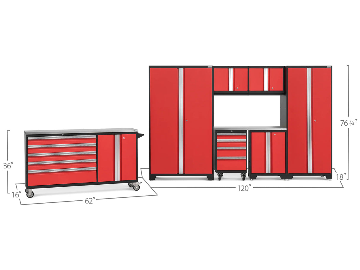 Bold Series 8 Piece Cabinet Set with Project Center, Tool Drawer, Base, Wall Cabinets and Lockers