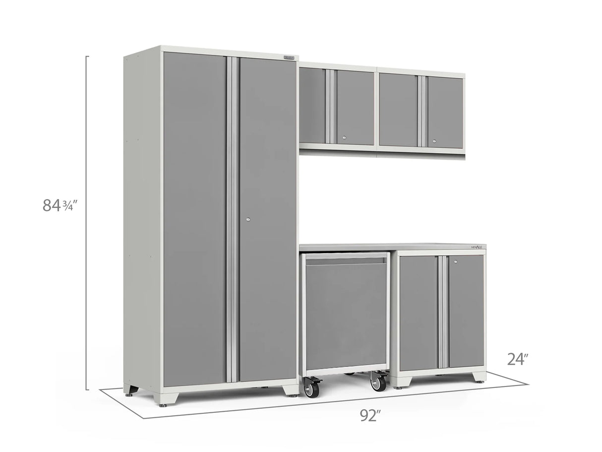Pro Series 6 Piece Cabinet Set with Base, Wall Cabinet, Locker and Utility Cart