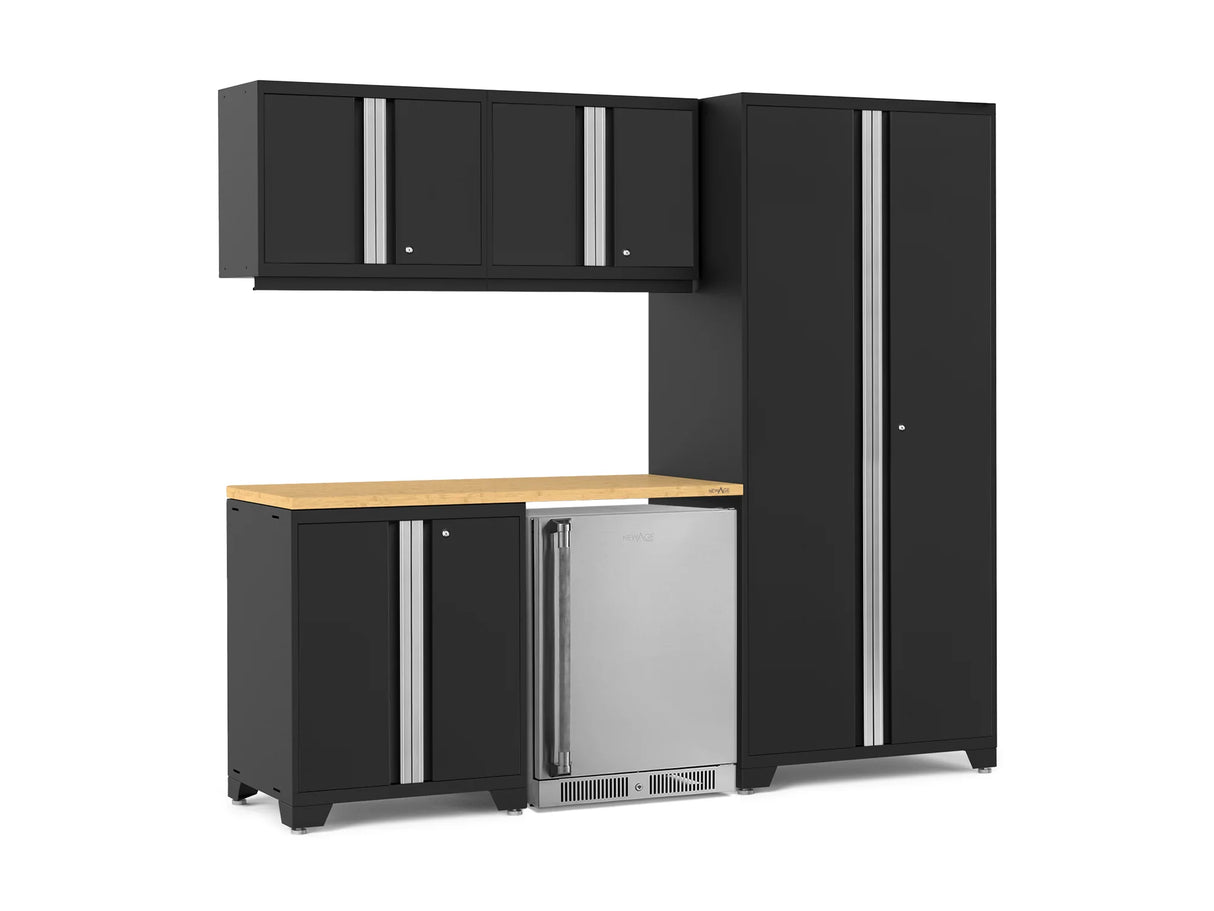Pro Series 6 Piece Cabinet Set with Base, Wall Cabinet, Locker and Stainless Steel Door Fridge