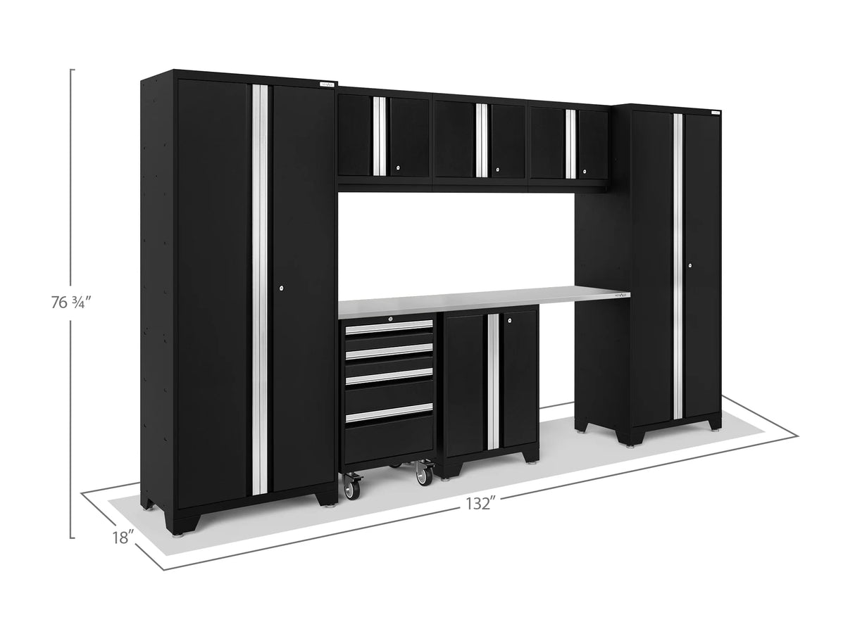 Bold Series 8 Piece Cabinet Set with Tool, Base, Wall Cabinets and 30 In. Lockers
