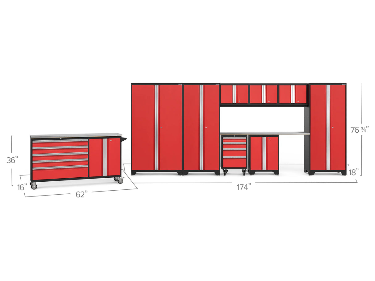 Bold Series 10 Piece Cabinet Set with Project Cente, Tool Drawer, Base, Wall Cabinet and Locker