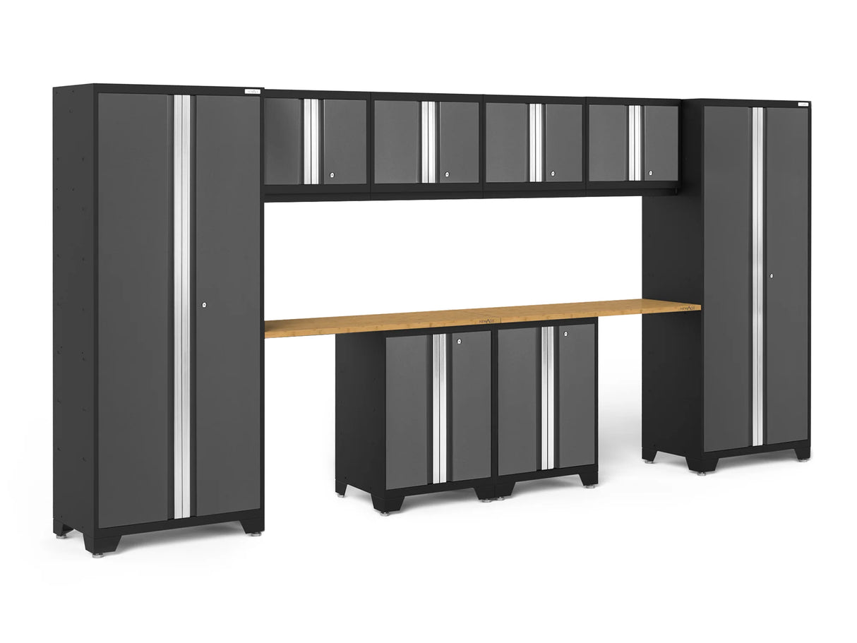 Bold Series 10 Piece Cabinet Set with Base, Wall Cabinet, 30 In. Locker and Worktop