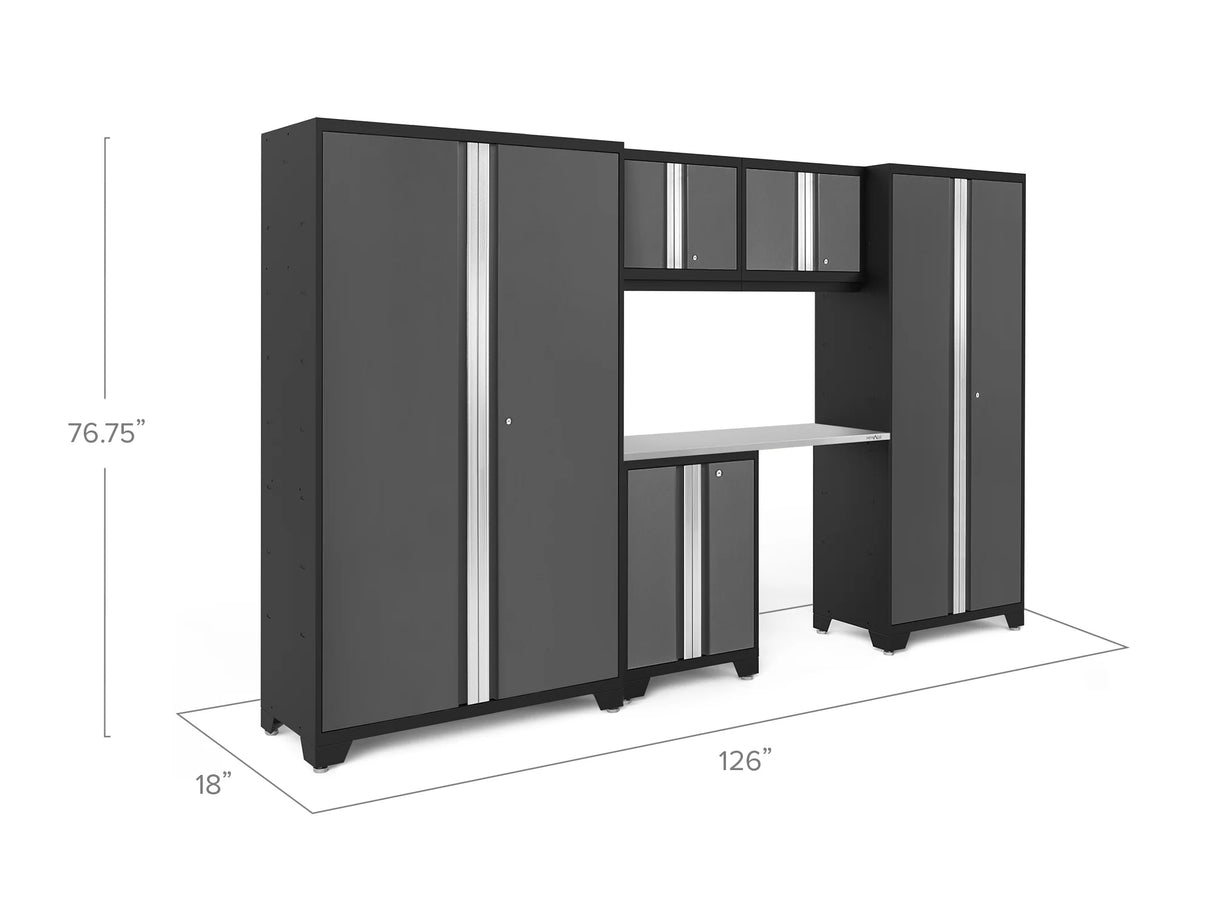 Bold Series 6 Piece Cabinet Set with Base, Wall Cabinets, 30 In. Locker and 48 In. RTA Locker