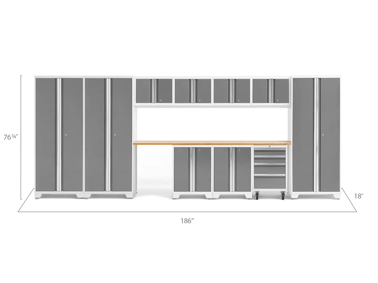 Bold Series 12 Piece Cabinet Set with Tool, Base, Wall Cabinets and 3 Lockers