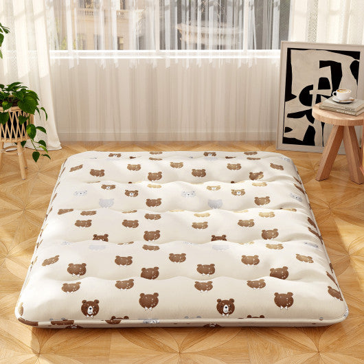 Foldable Futon Mattress with Washable Cover and Carry Bag for Camping-Queen Size