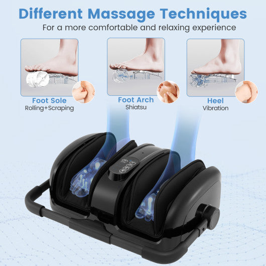 Foot and Calf Massager with Heat for Blood Circulation Pain Relief-Black