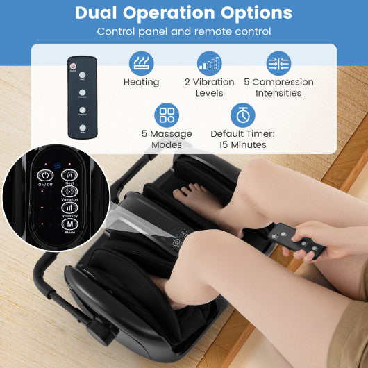 Foot and Calf Massager with Heat for Blood Circulation Pain Relief-Black