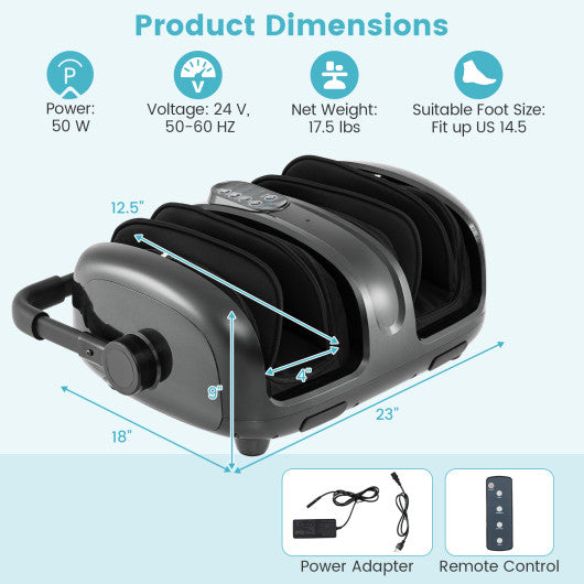 Foot and Calf Massager with Heat for Blood Circulation Pain Relief-Gray