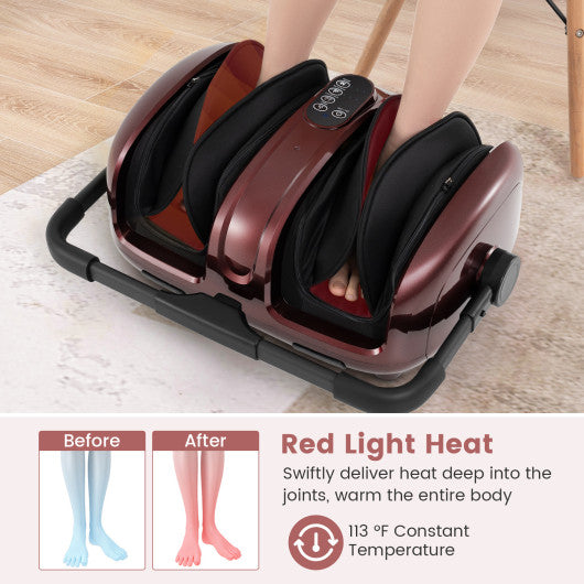 Foot and Calf Massager with Heat for Blood Circulation Pain Relief-Red