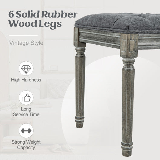 French Vintage Entryway Bench 47 Inch Upholstered Dining Bench-Gray